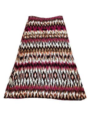 Chico's Pull-On Maxi Skirt Womens's Size L Multicolor Ikat Print Stretch Boho